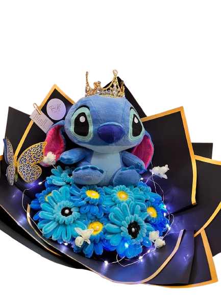 Stitch en su Trono de Flores